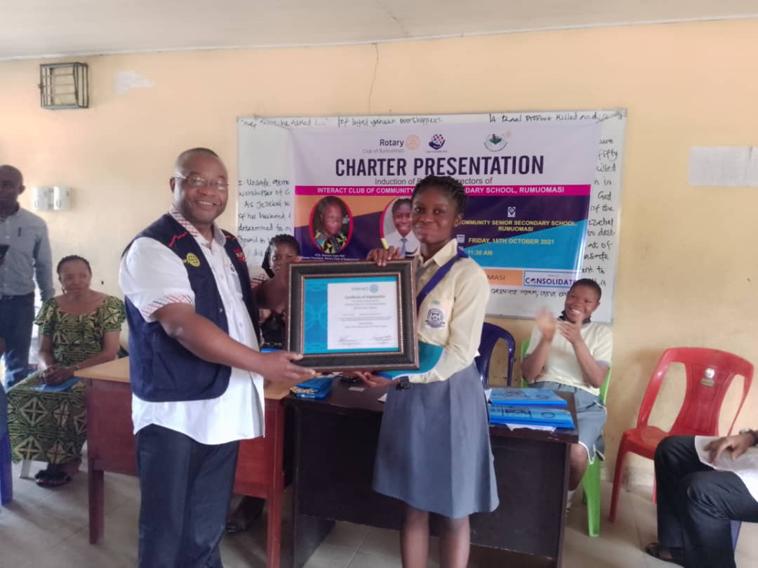 Rotary Club of Rumuomasi charters Community college interact club