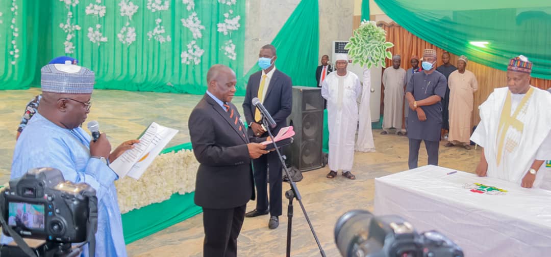 Gombe Governor Swears-In Justice Joseph Awak As Chief Judge.