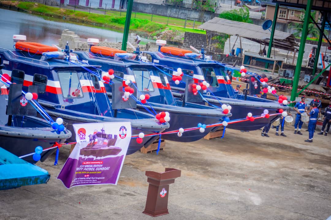 NSCDC UPSCALE STRATEGIES TO COMBAT OIL THEFT AS INTERIOR MINISTER COMMISSIONS 8 GUN BOATS.