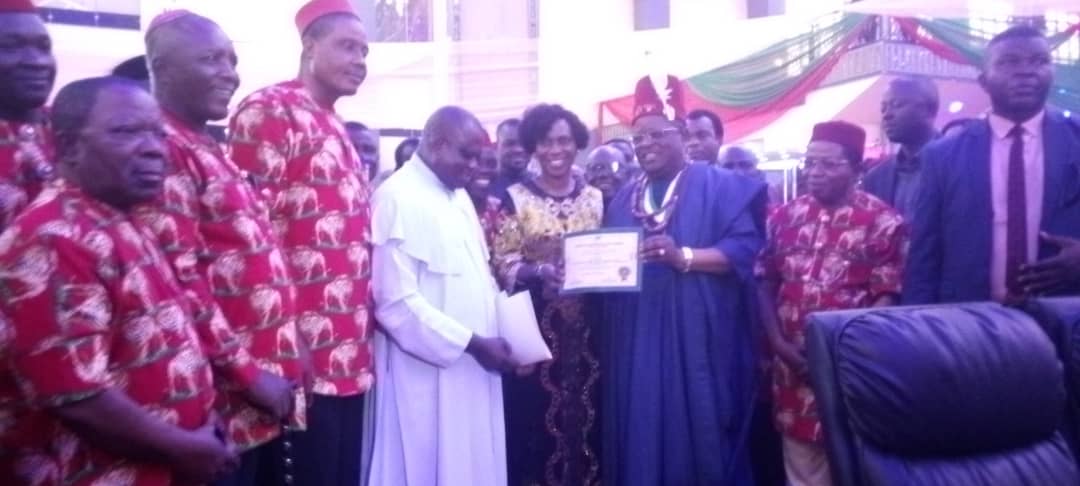 EBONYI PEOPLE RAIN GARLANDS OF AWARDS ON GOVERNOR UMAHI.
