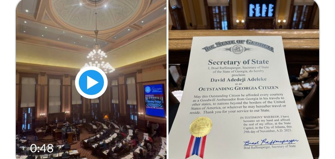 Breaking: Music Star, Davido Recognised as Outstanding Georgia Citizen.