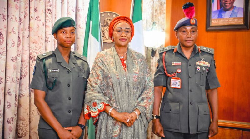 First Lady Applauds First Female Nigerian Graduate of Royal Military Academy, UK.
