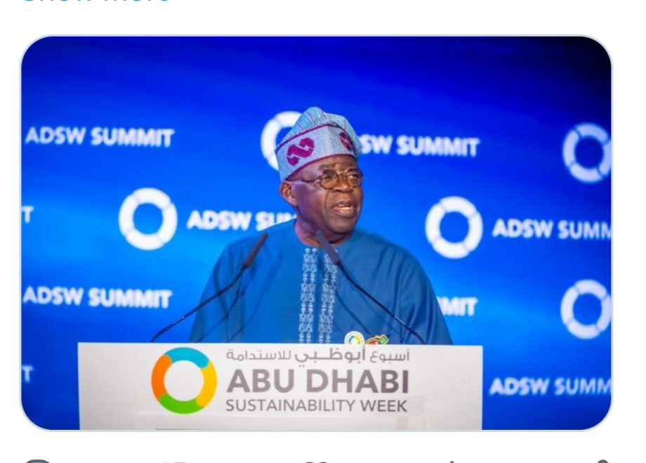GLOBAL COLLABORATION IS KEY TO SUSTAINABLE DEVELOPMENT -TINUBU.
