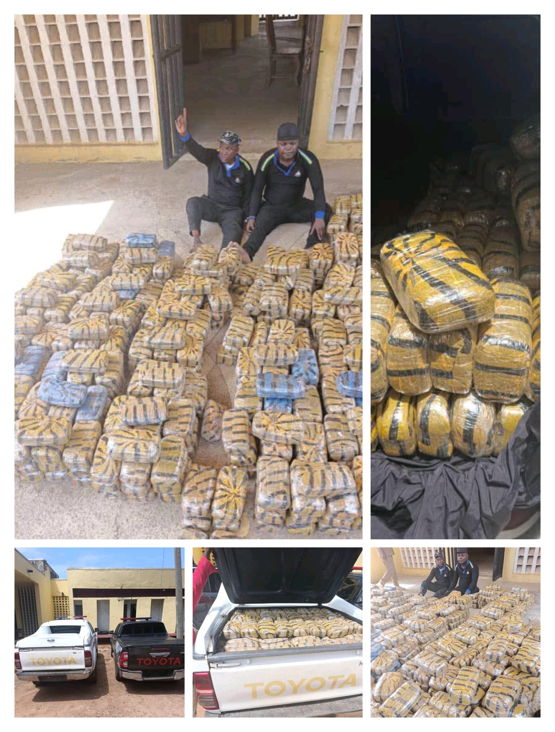 TROOPS ARREST 2 POLICE OFFICERS WITH HILUX LOADED WITH CANNABIS IN TARABA